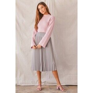 Lulus Playing Faves Periwinkle Blue Pleated Midi Skirt - Size M